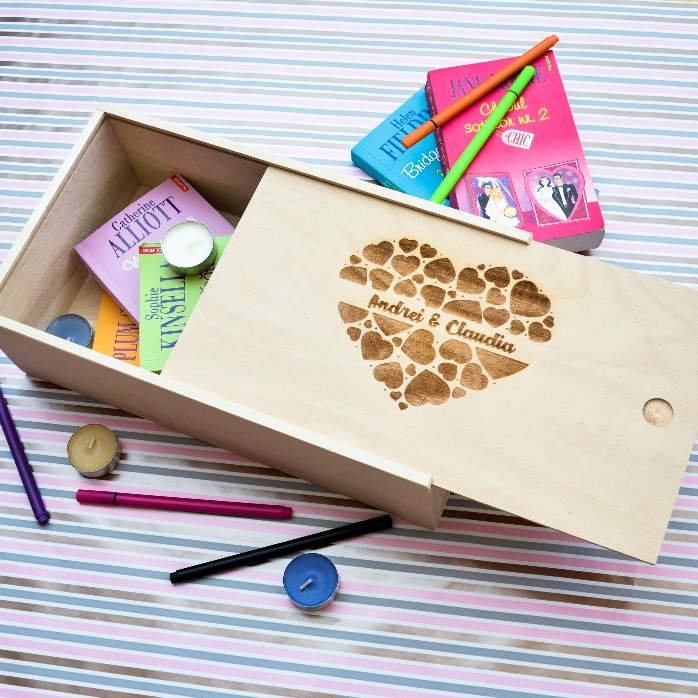 Personalised wooden gift box with your names