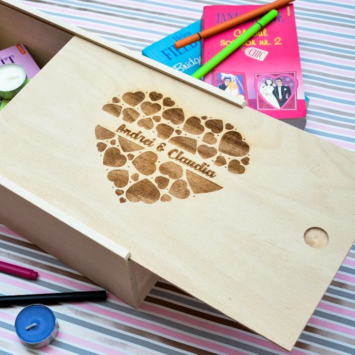 Personalised wooden gift box with your names