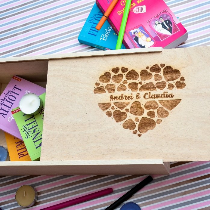 Personalised wooden gift box with your names