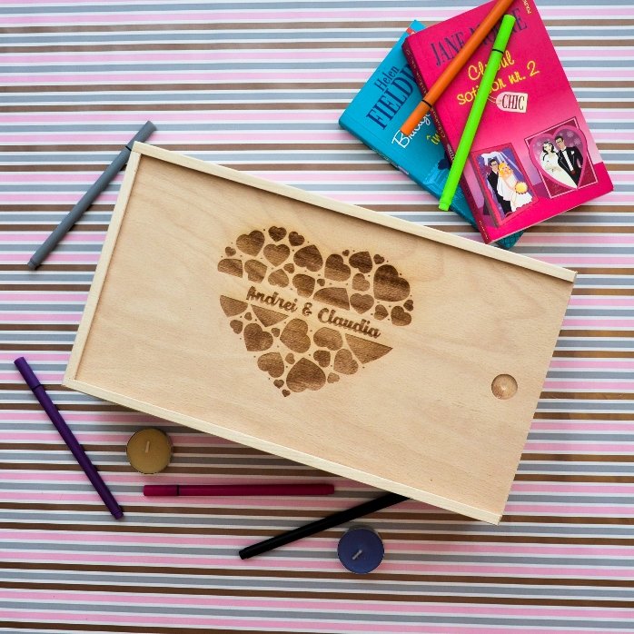 Personalised wooden gift box with your names