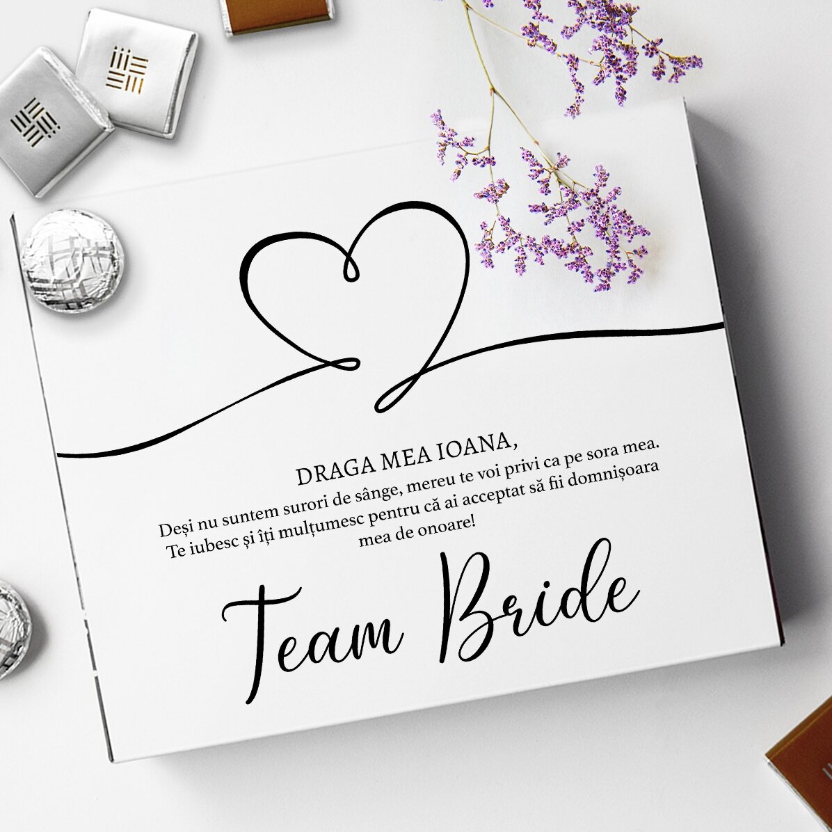 Gepersonaliseerde bonbonnière met boodschap - Team Bride