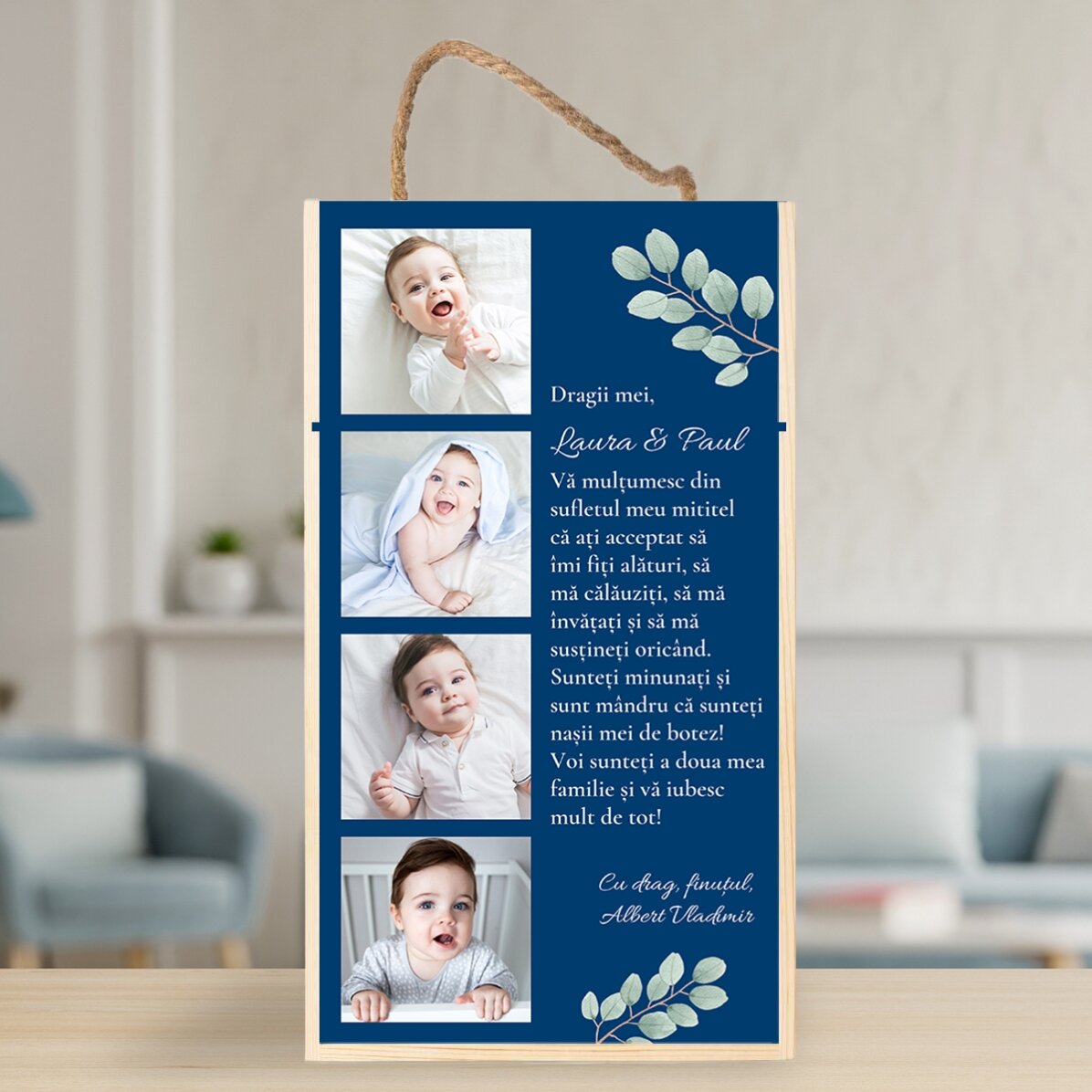 Wijnkist voor 2 flessen, gepersonaliseerd met 4 foto