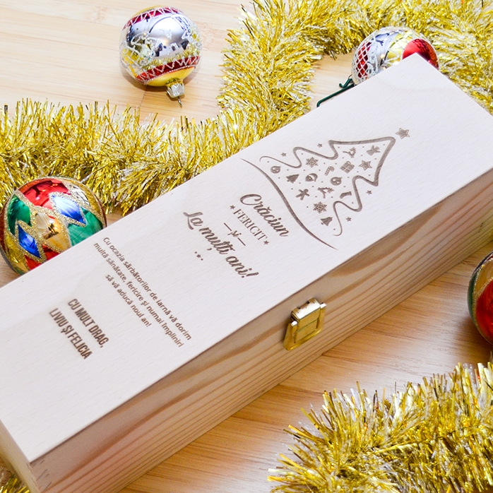 Gepersonaliseerde wijnkist - Vrolijk Kerstfeest en een gelukkig nieuwjaar!