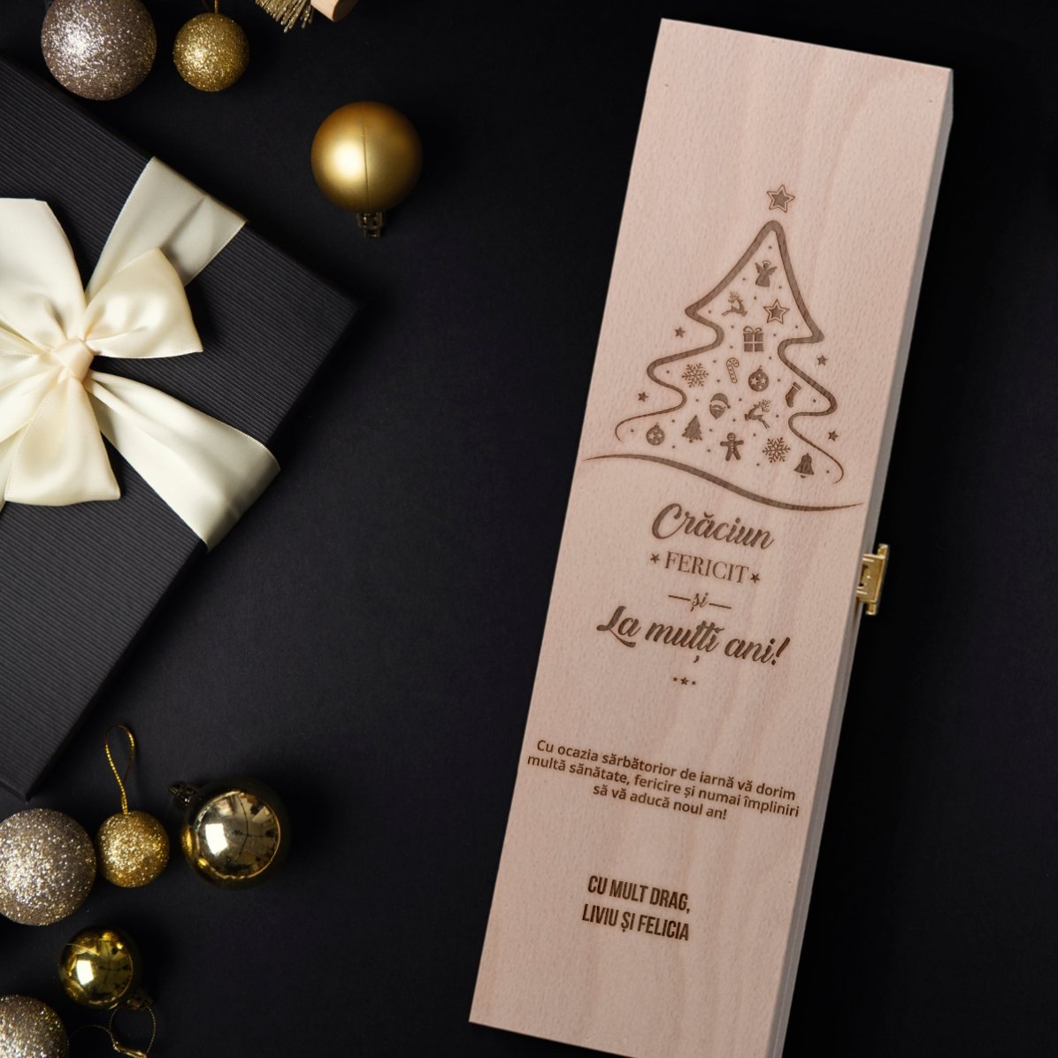 Gepersonaliseerde wijnkist - Vrolijk Kerstfeest en een gelukkig nieuwjaar!