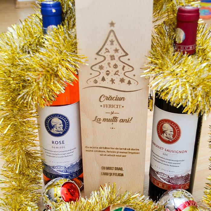 Gepersonaliseerde wijnkist - Vrolijk Kerstfeest en een gelukkig nieuwjaar!