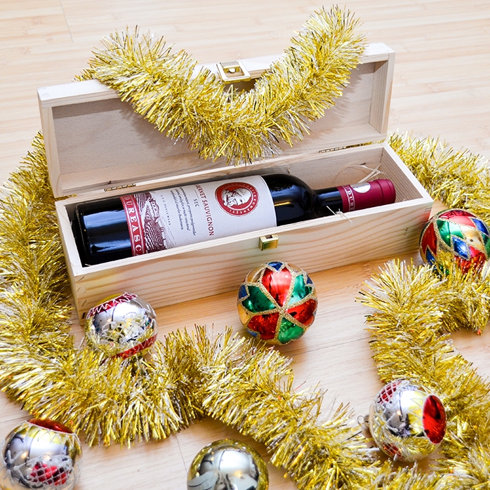 Gepersonaliseerde wijnkist - Vrolijk Kerstfeest en een gelukkig nieuwjaar!