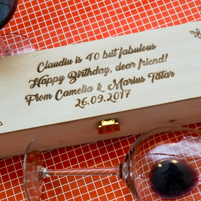 Gepersonaliseerde wijnkist met boodschap