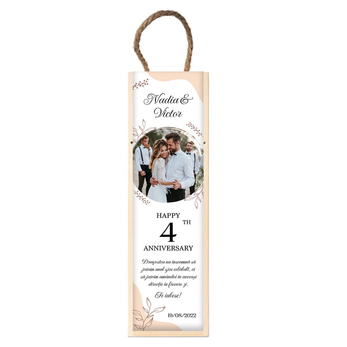 Personalised wine box with photo and text - Relationship anniversary