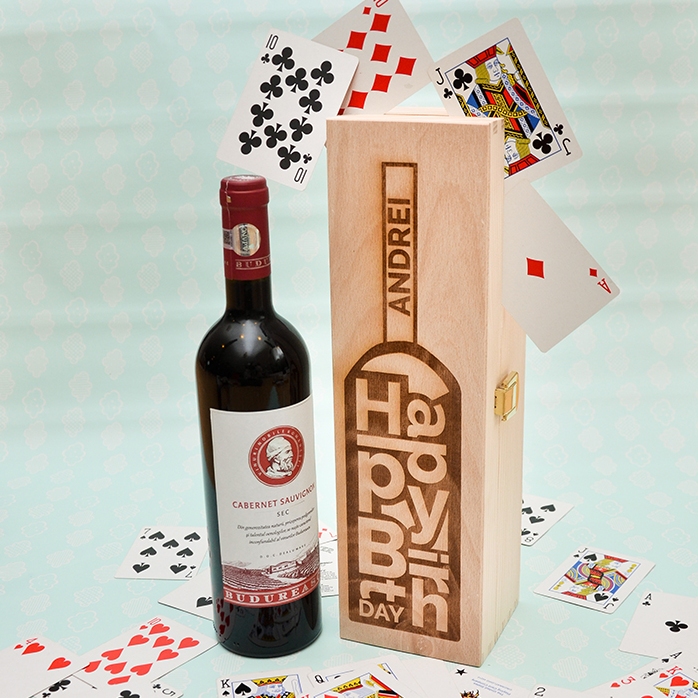 Gepersonaliseerde wijnkist - Happy Birthday-fles