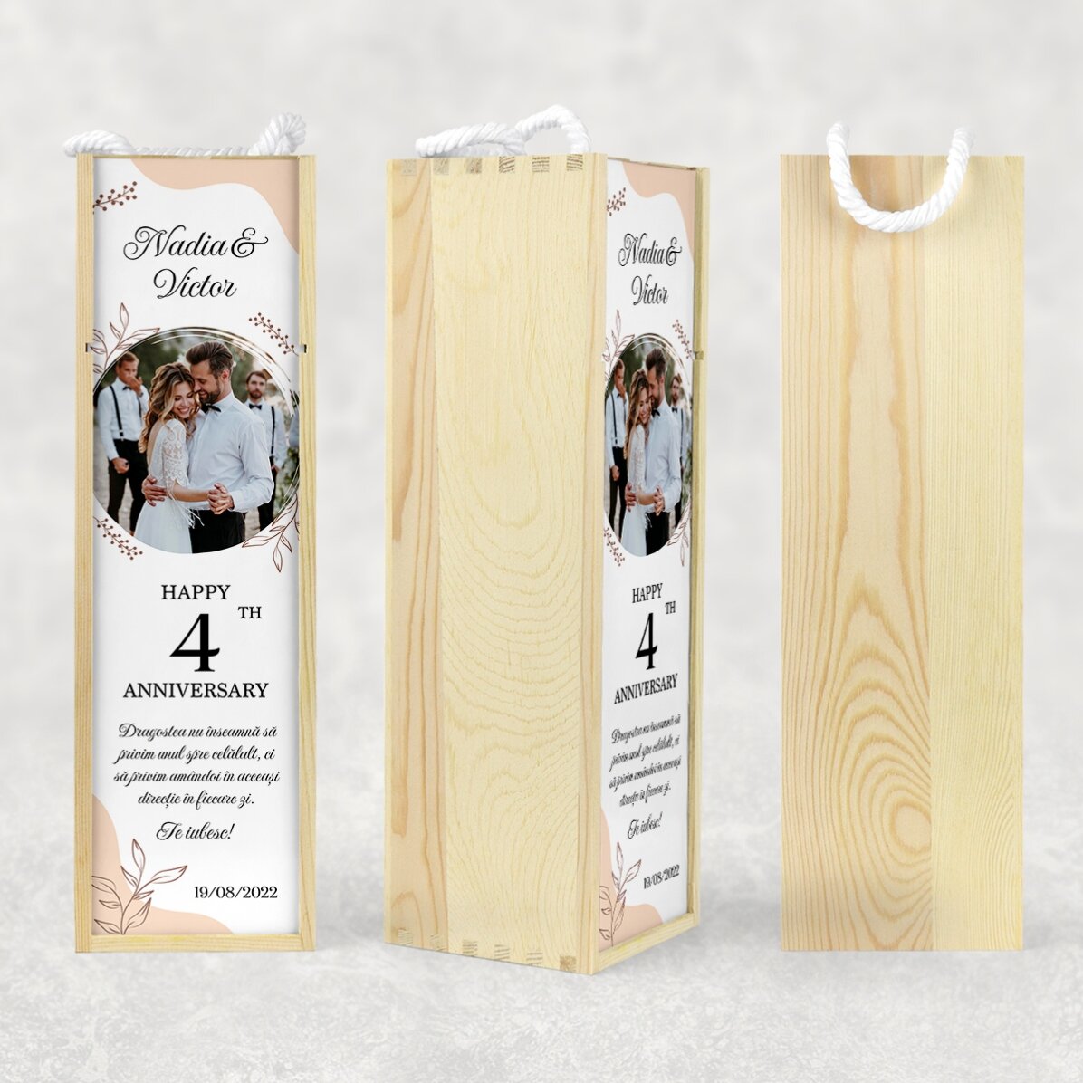 Personalised wine box with photo and text - Relationship anniversary
