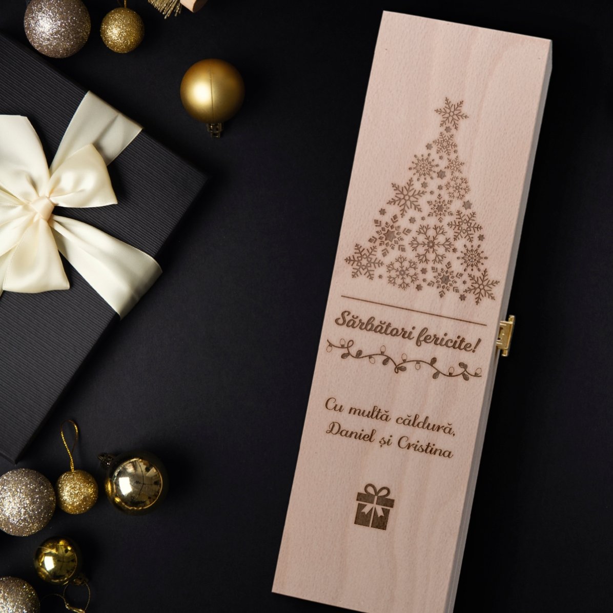 Personalised wine box - Happy Holidays