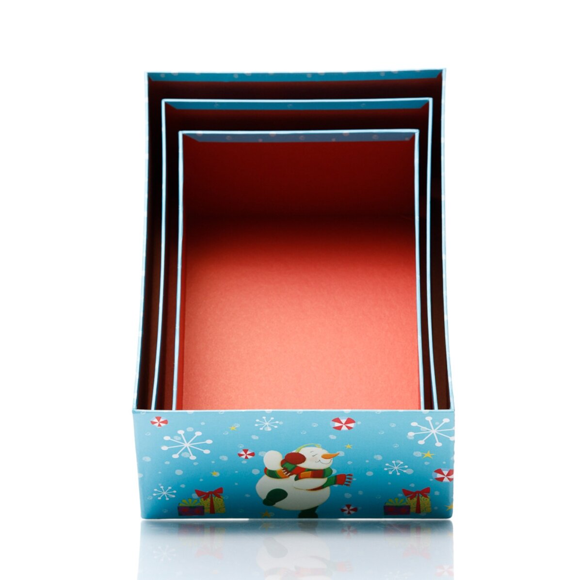 Blue Christmas gift box - snowman design