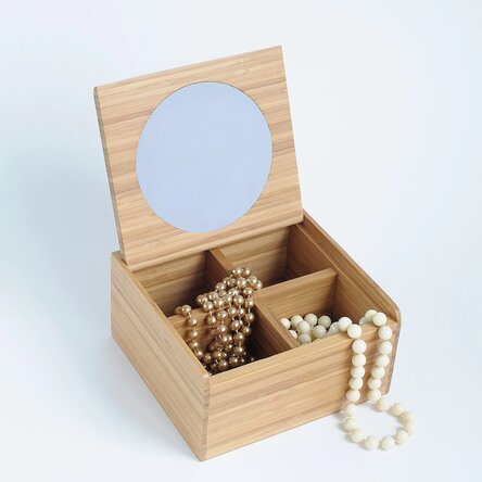Wooden jewellery box with organiser and mirror - avenatura
