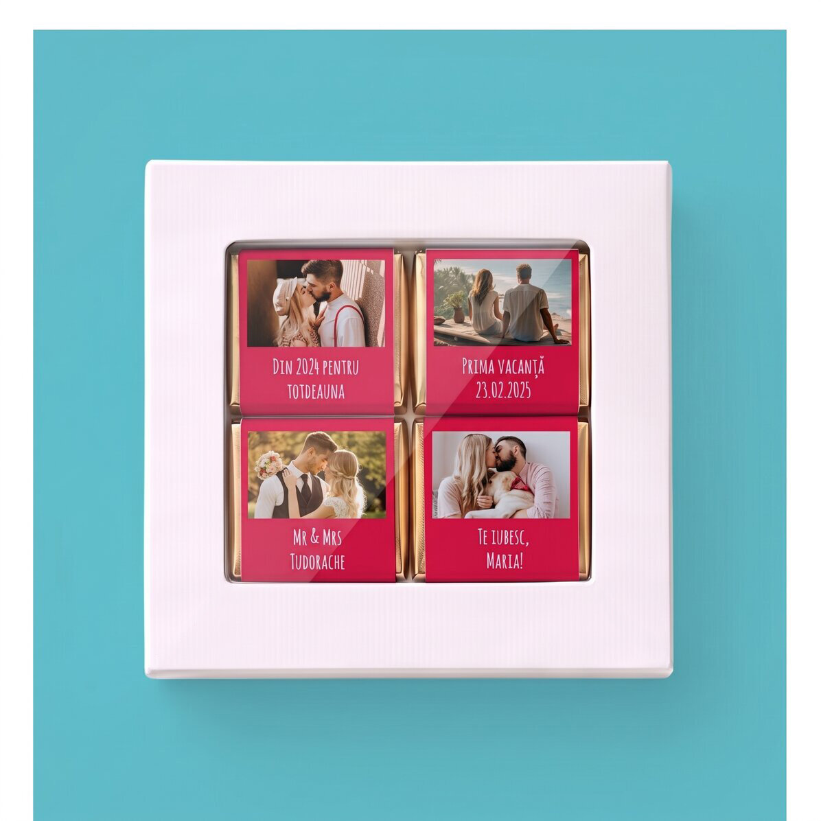 Geschenkdozen met gepersonaliseerde minichocolade
