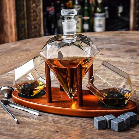 Luxe diamantdecanter met twee glazen