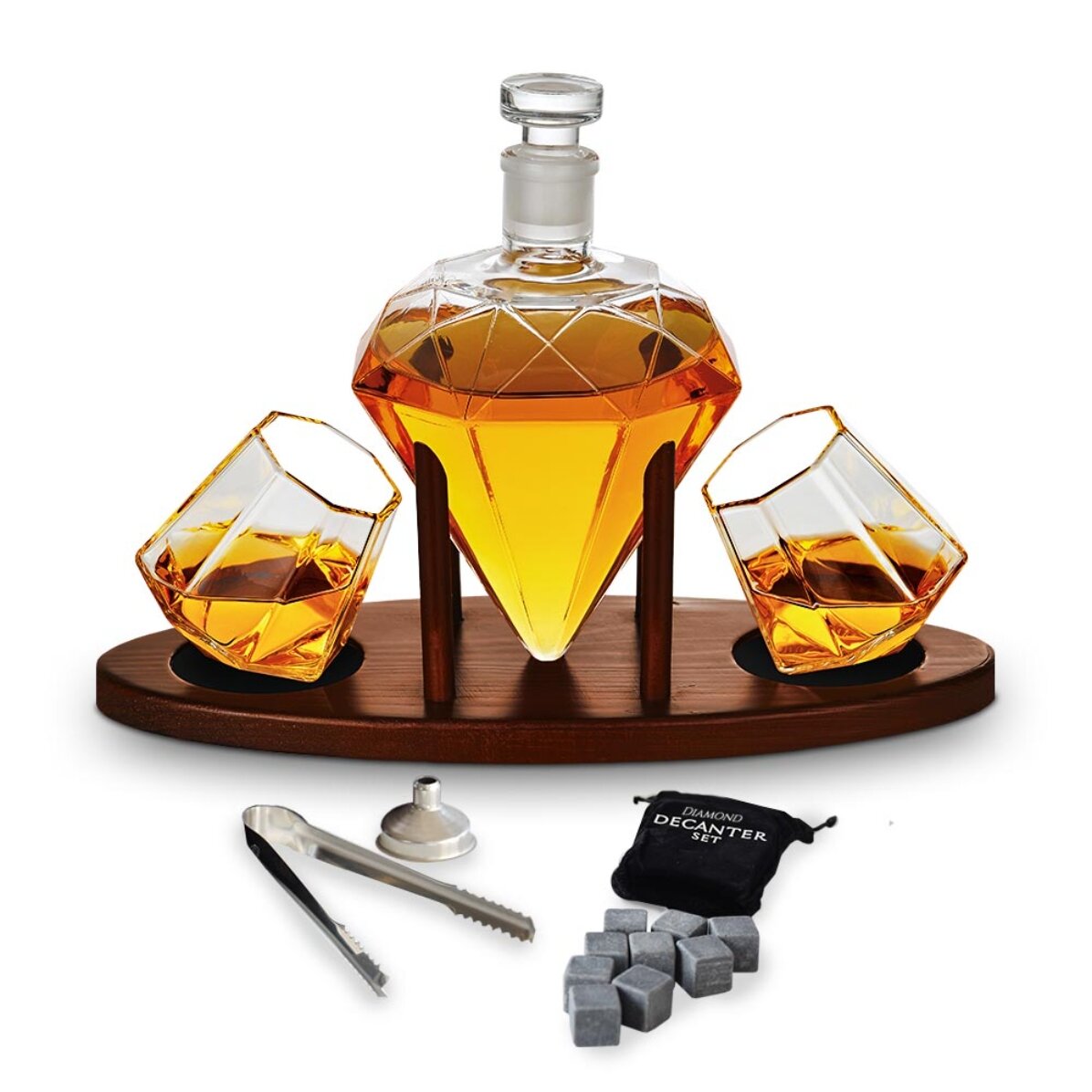Luxe diamantdecanter met twee glazen