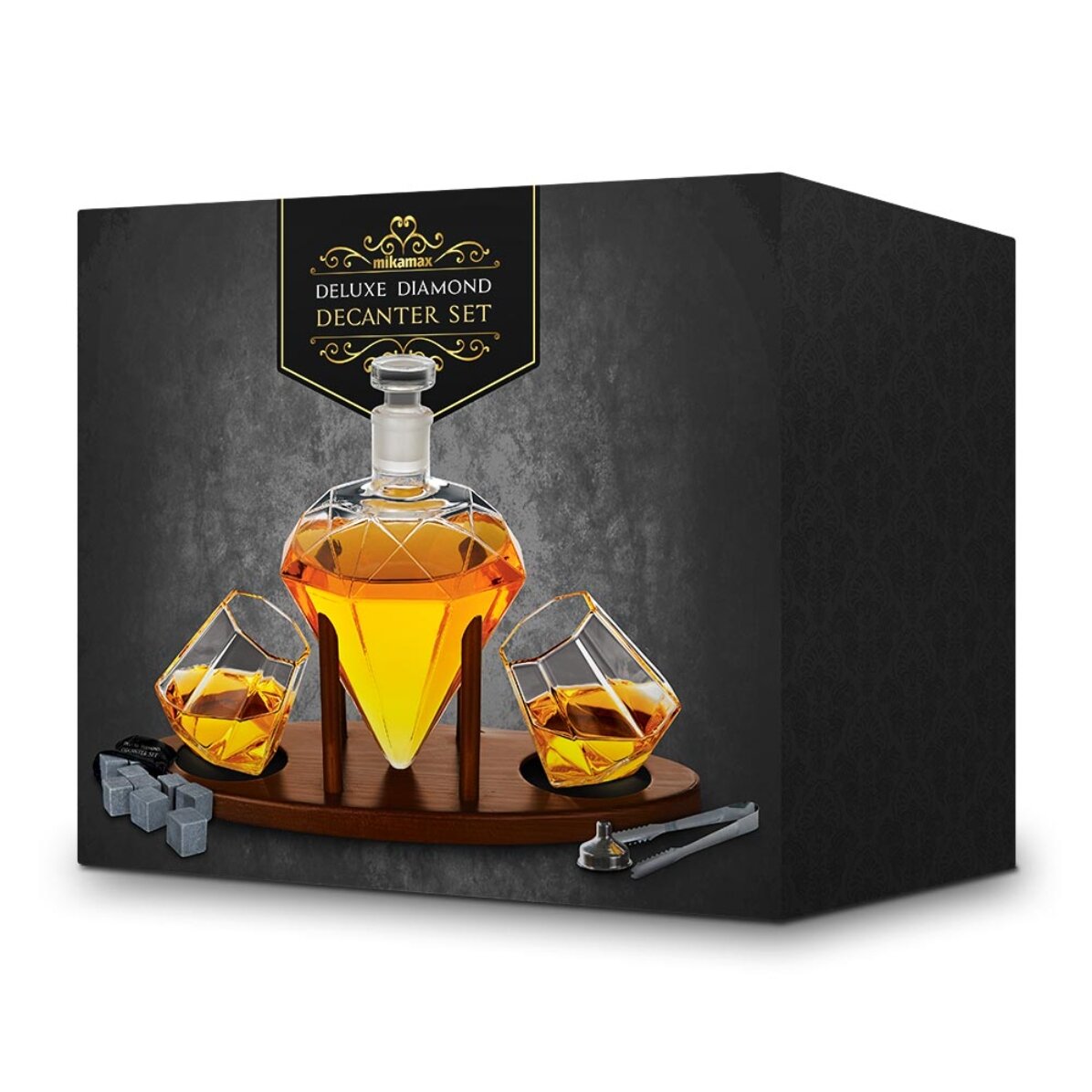 Luxe diamantdecanter met twee glazen