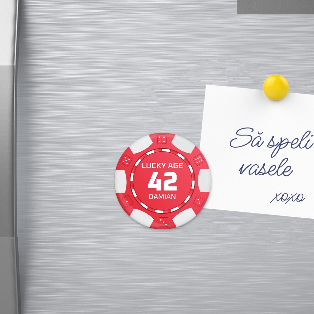 Flesopener met magneet, gepersonaliseerd met een boodschap - Pokerfiche