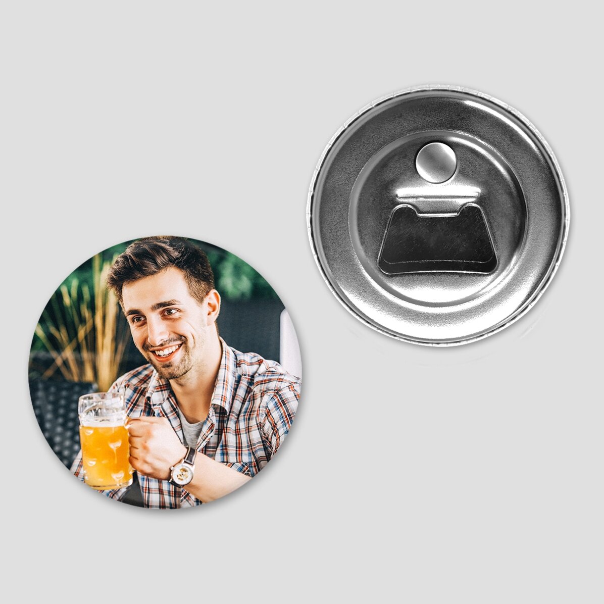 Flessenopener met magneet, gepersonaliseerd met een foto