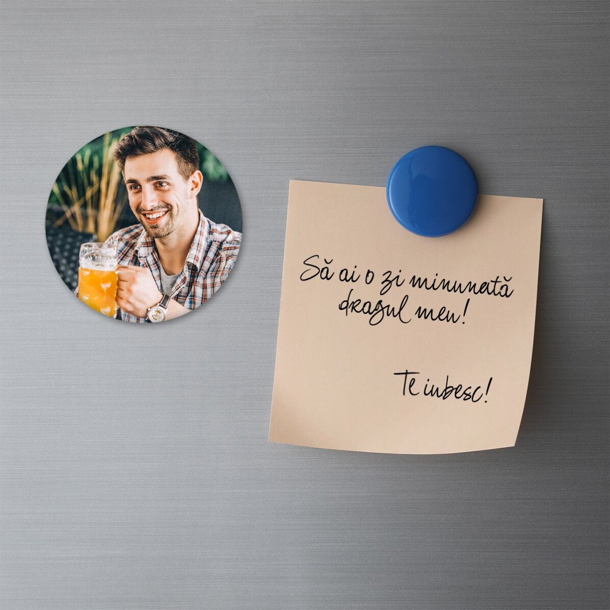 Flessenopener met magneet, gepersonaliseerd met een foto