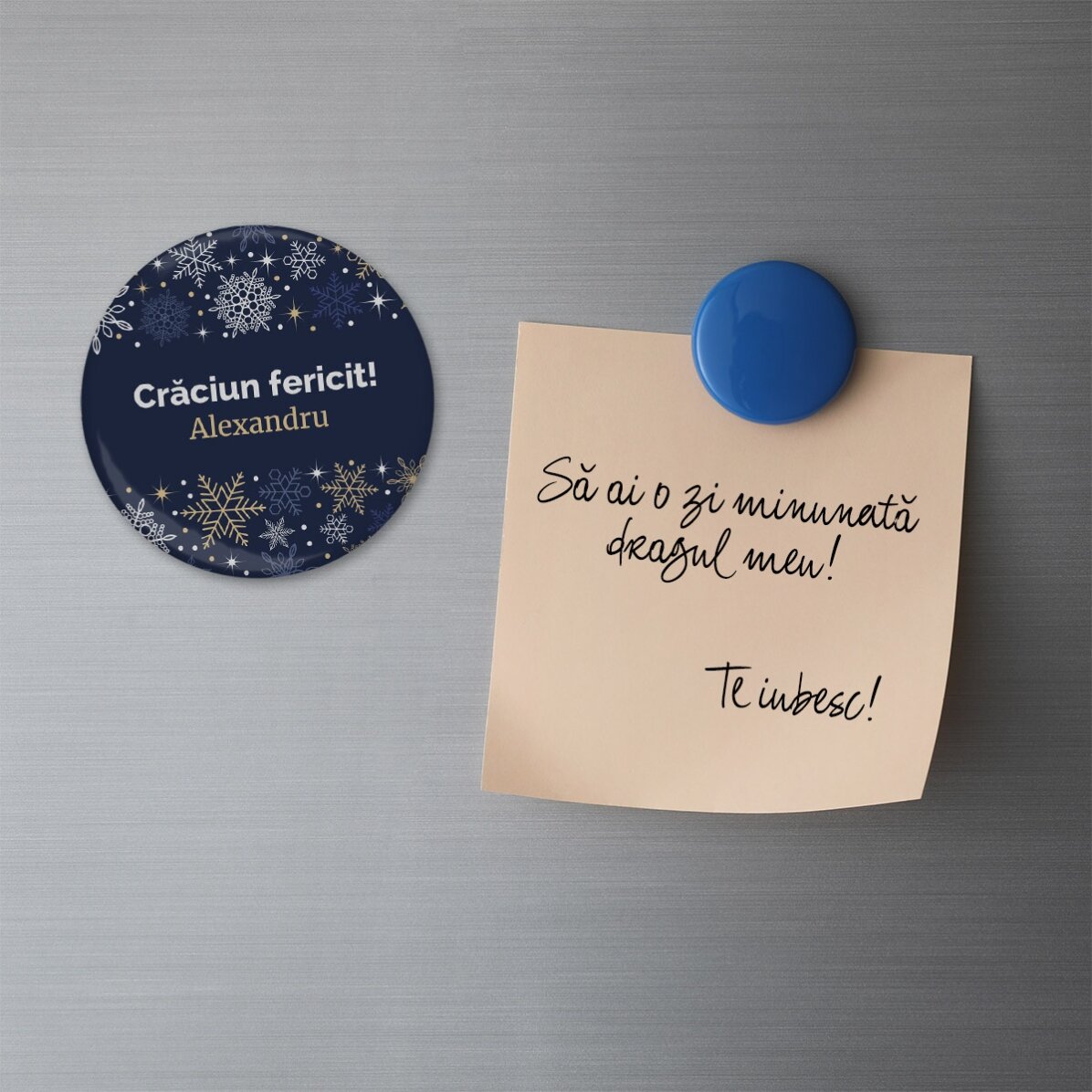 Flessenopener met magneet, gepersonaliseerd met tekst - Kerstkader
