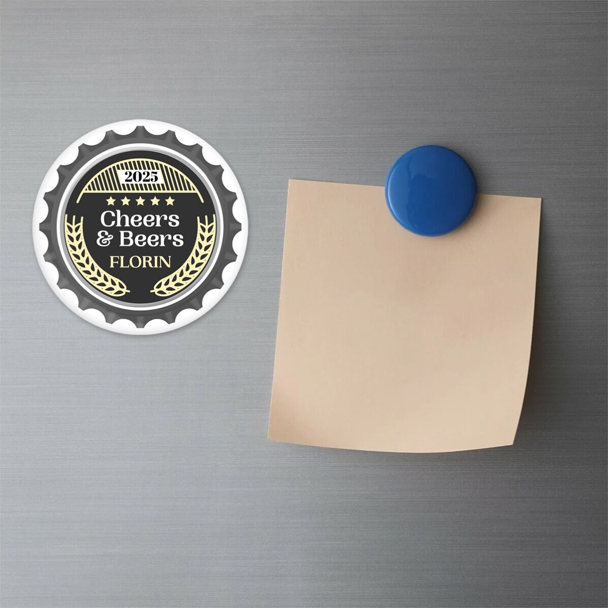 Personalised magnetic bottle opener with text - Cheers