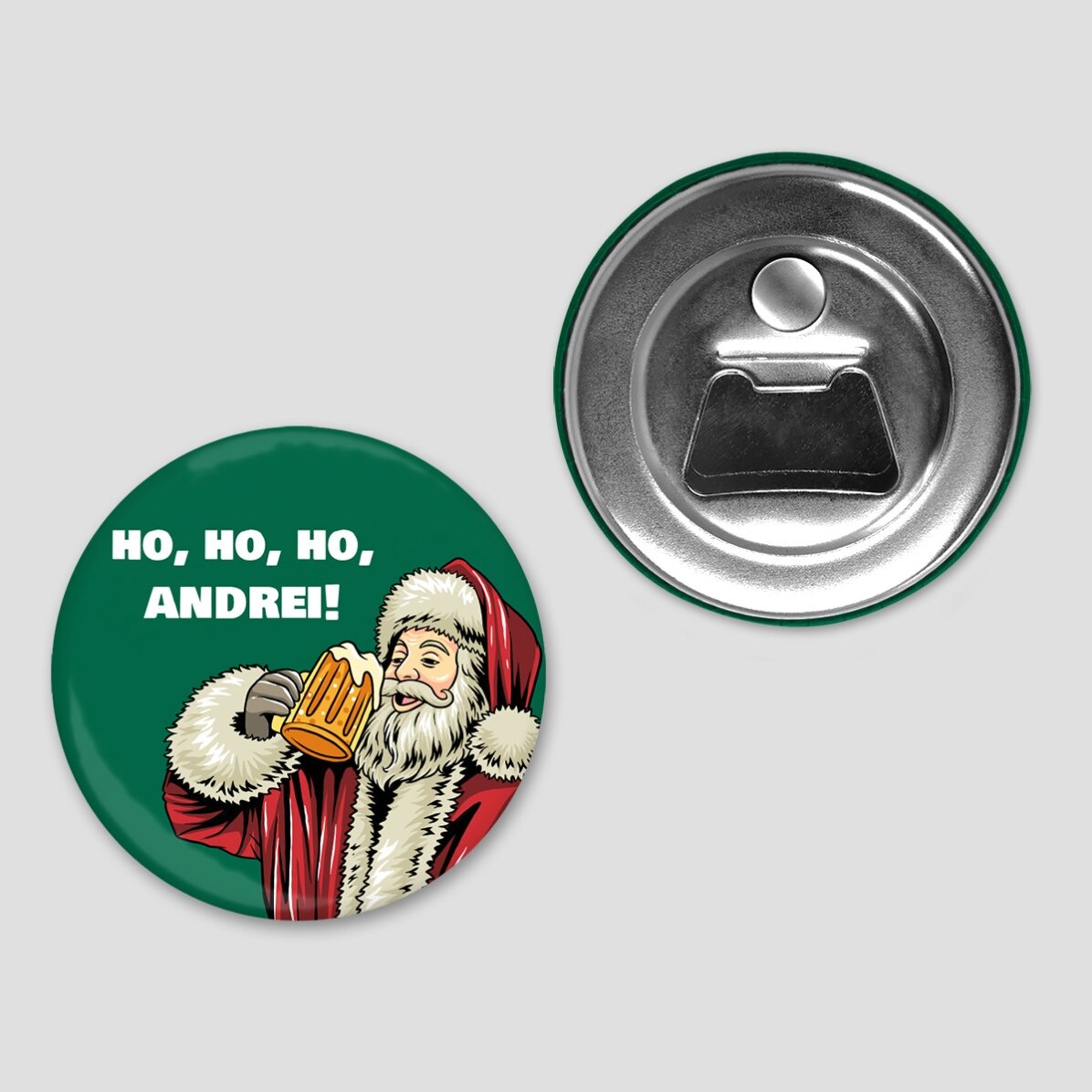 Flessenopener met magneet, gepersonaliseerd met tekst - Kerstman