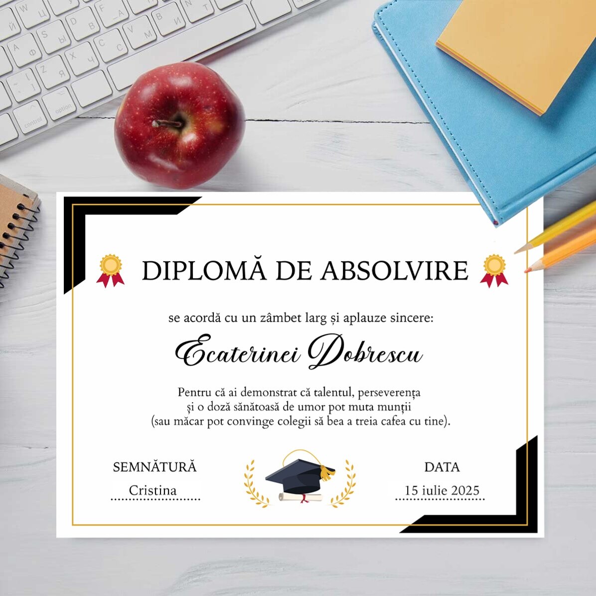 Personalised diploma with text - Graduation