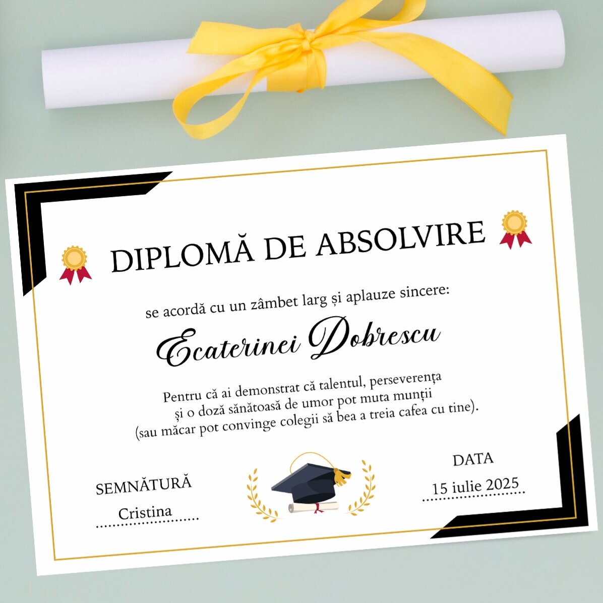 Personalised diploma with text - Graduation