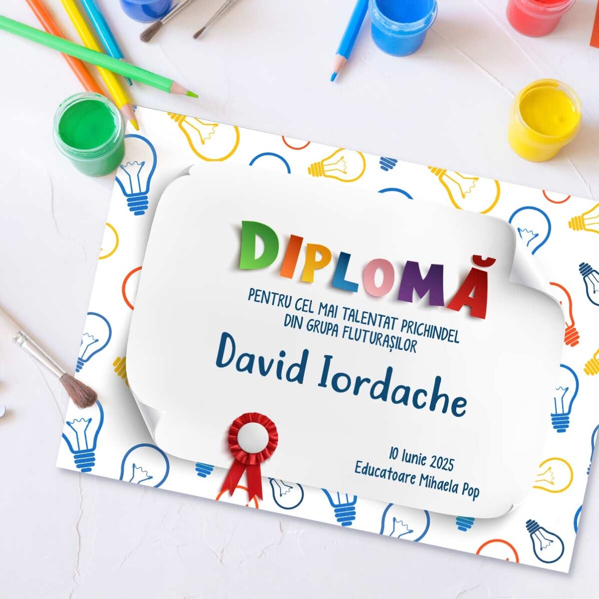 Gepersonaliseerd diploma met tekst