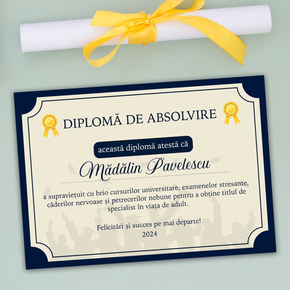 Gepersonaliseerd diploma met tekst - Het volwassen leven