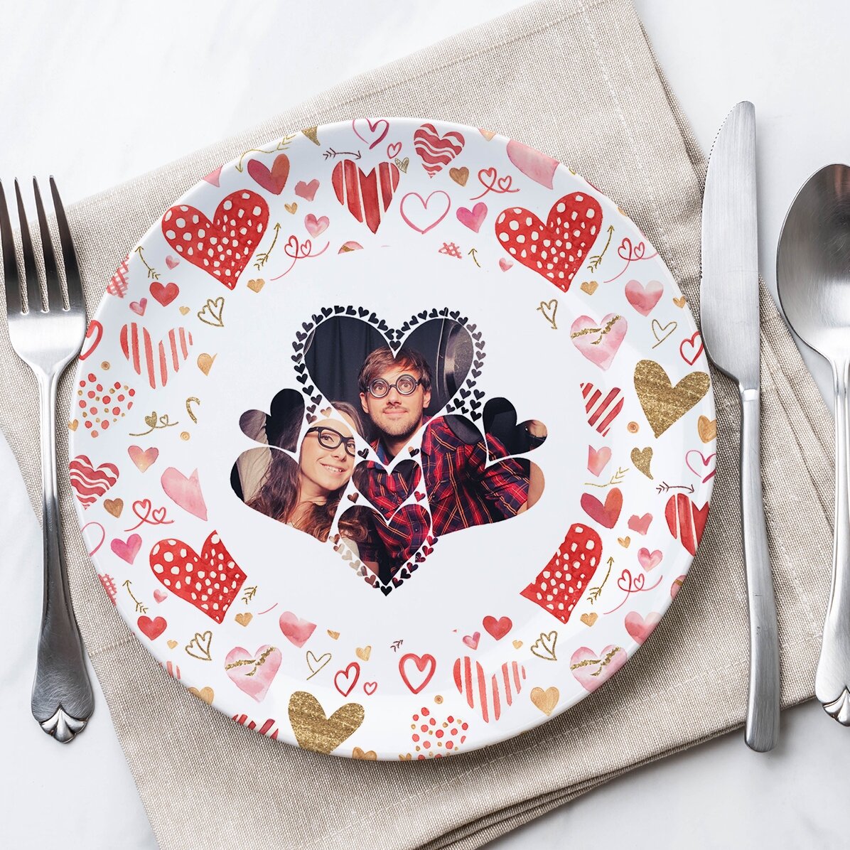 Gepersonaliseerd bord met een foto - Hearts