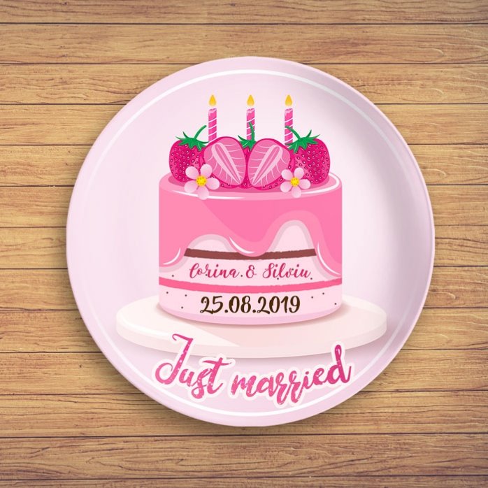 Gepersonaliseerd bord met tekst - Just married