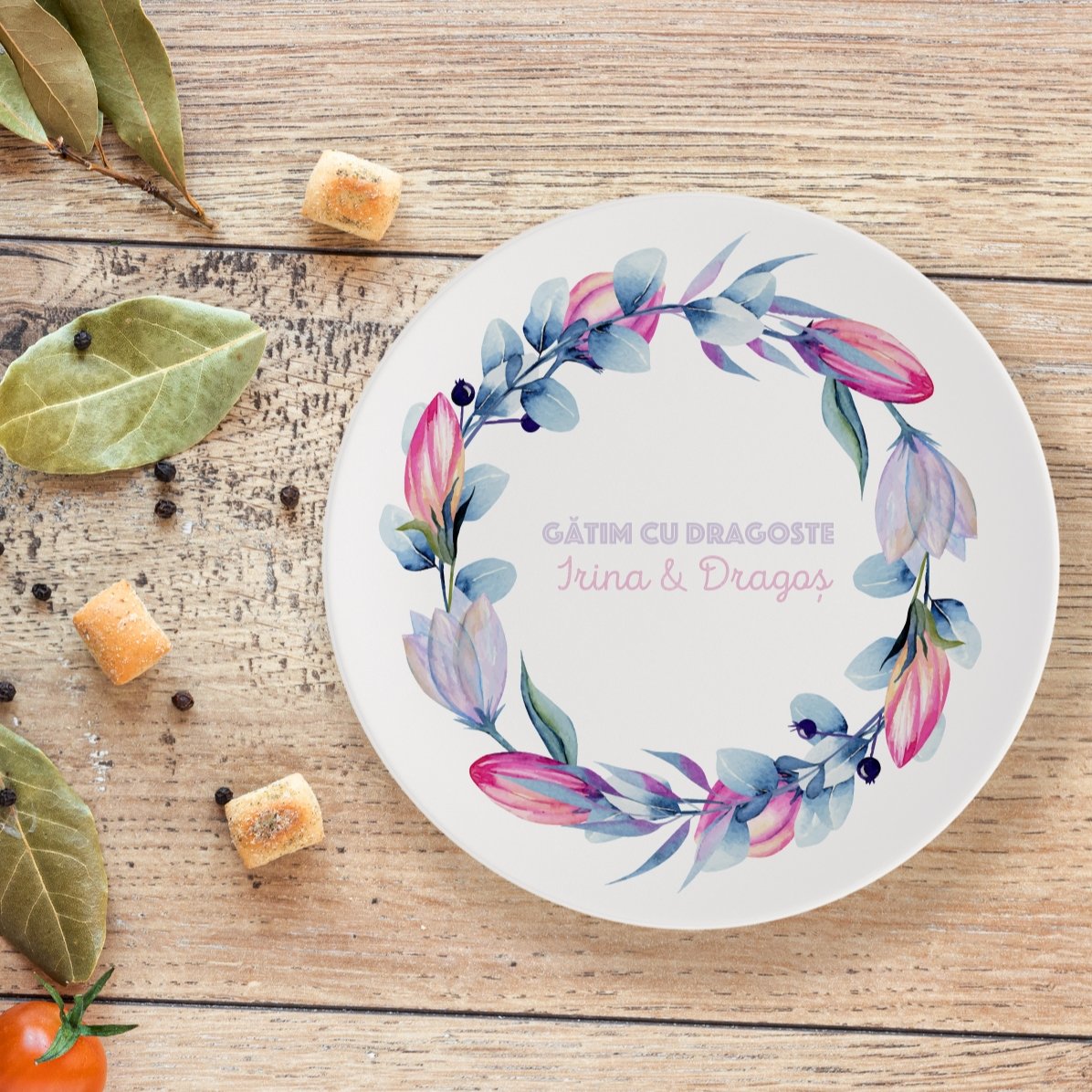 Gepersonaliseerd bord met tekst - Tulpen
