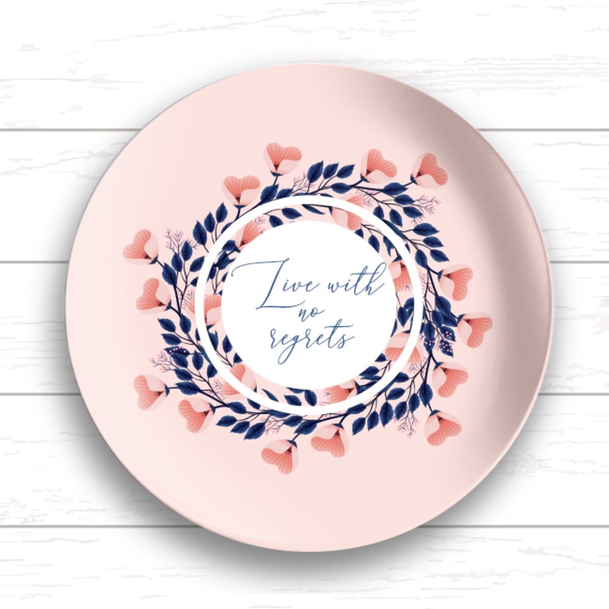 Gepersonaliseerd bord met tekst - live with no regrets