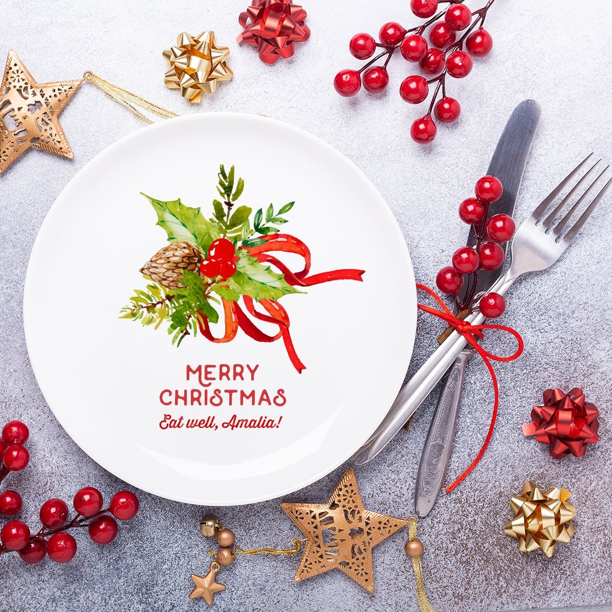 Gepersonaliseerd bord met tekst - Merry Christmas