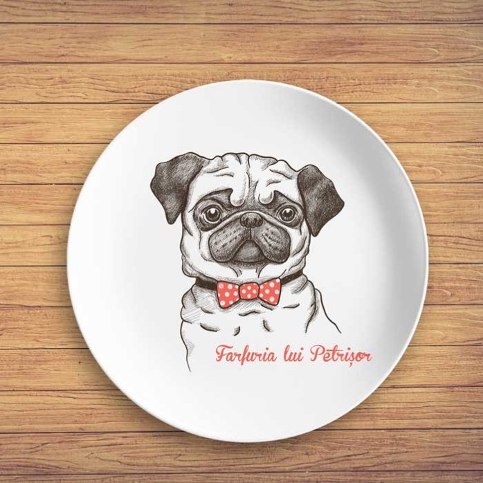 Personalised plate with text - Pug life