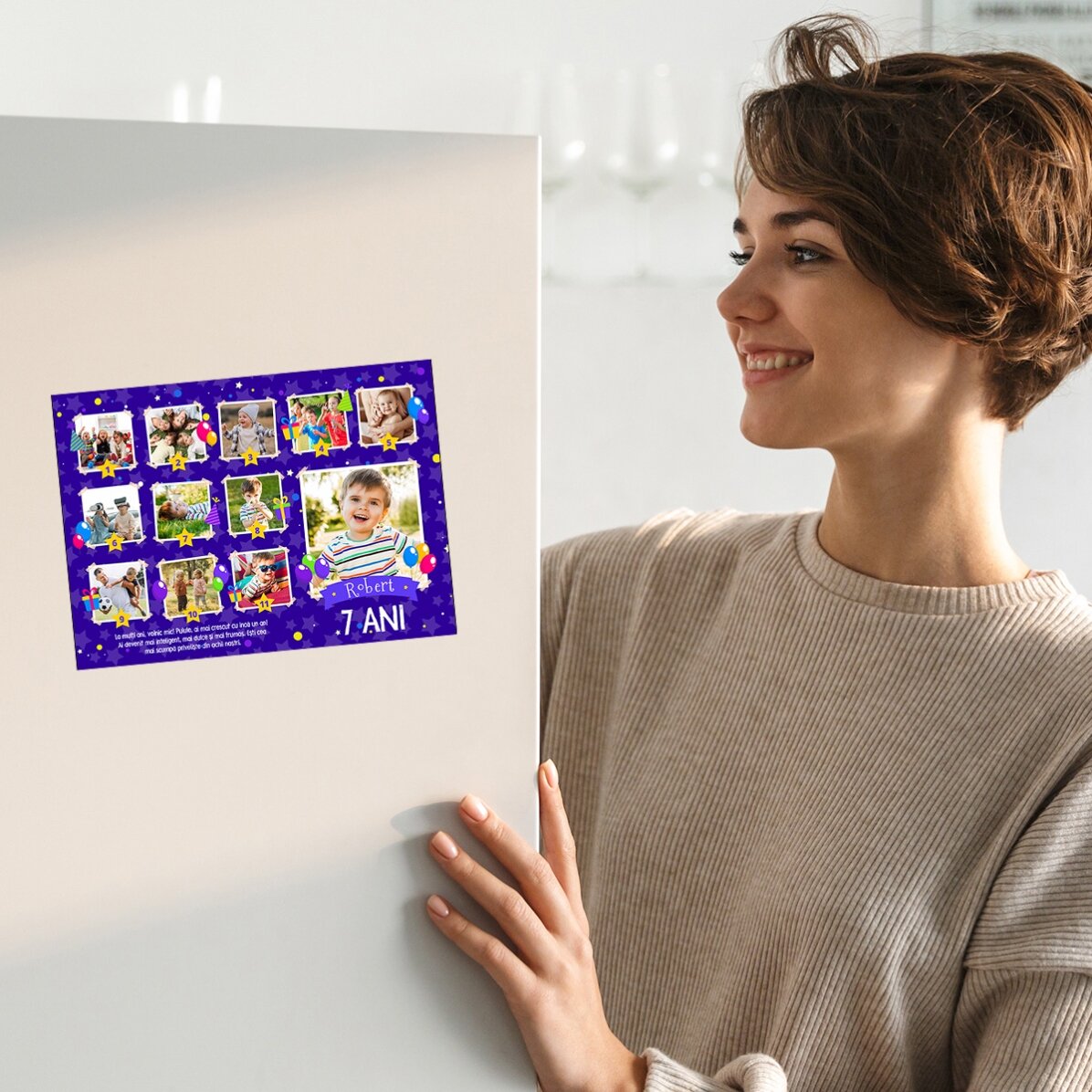Gepersonaliseerde magnetische wenskaart met 12 foto