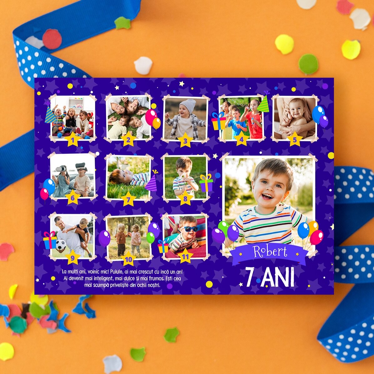 Gepersonaliseerde magnetische wenskaart met 12 foto
