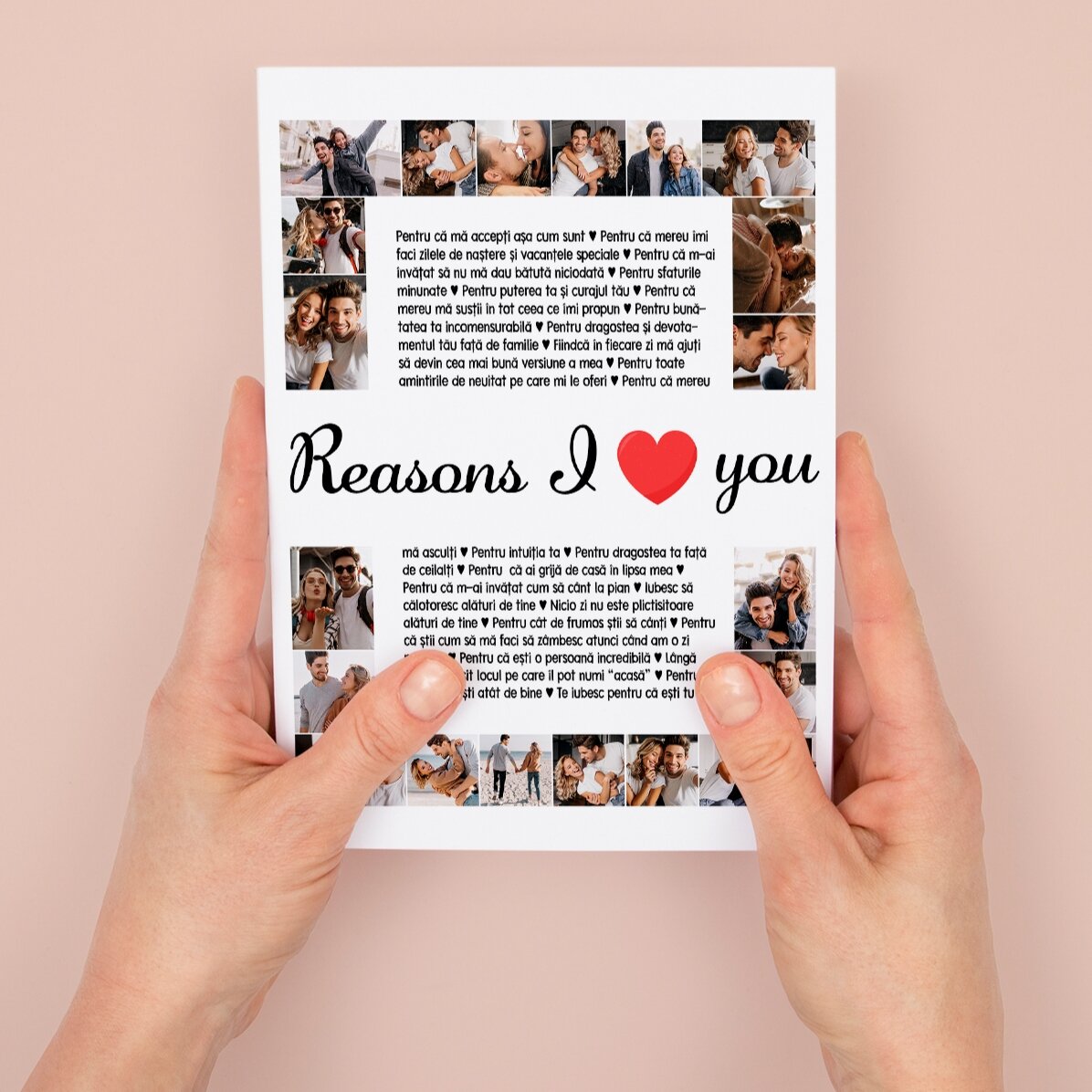 Gepersonaliseerde magnetische wenskaart met 20 foto’s en tekst - Reasons I love You