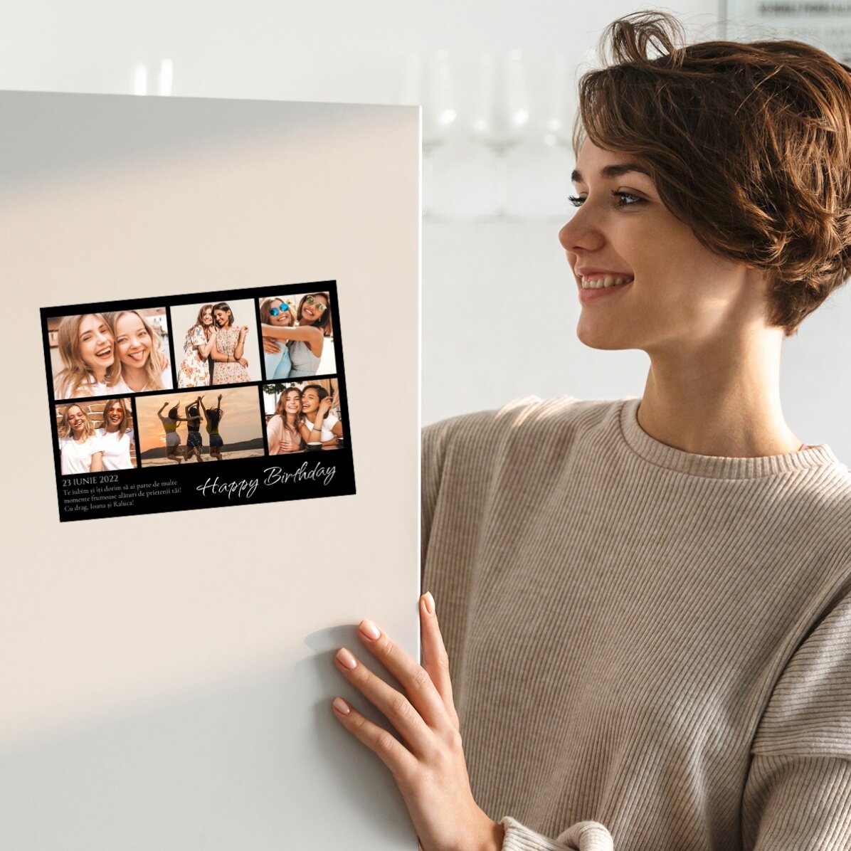 Gepersonaliseerde magnetische wenskaart met 6 foto