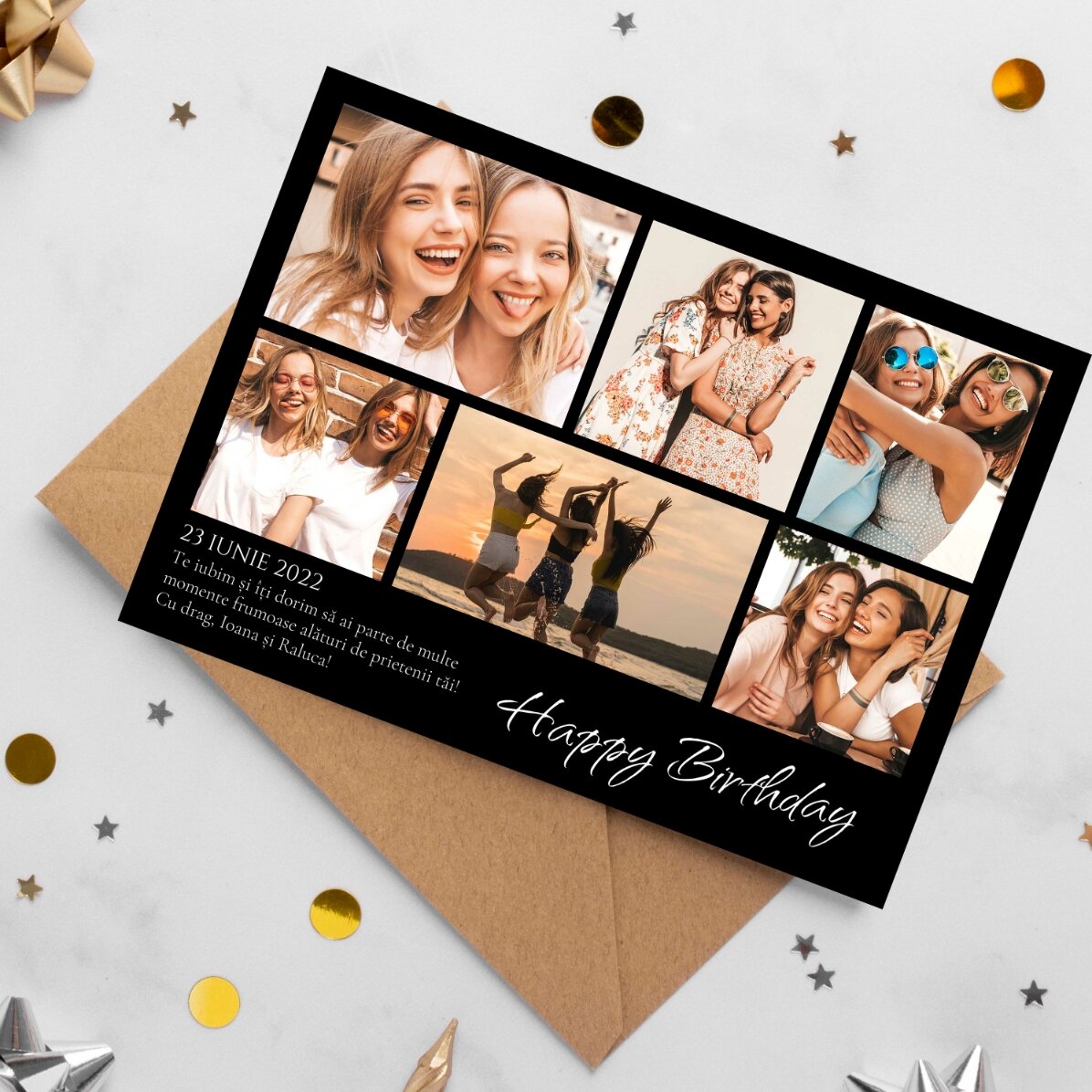 Gepersonaliseerde magnetische wenskaart met 6 foto