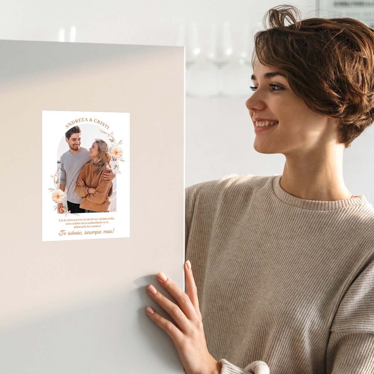 Gepersonaliseerde magnetische wenskaart met een foto en tekst - Boodschap voor je vriend(in)