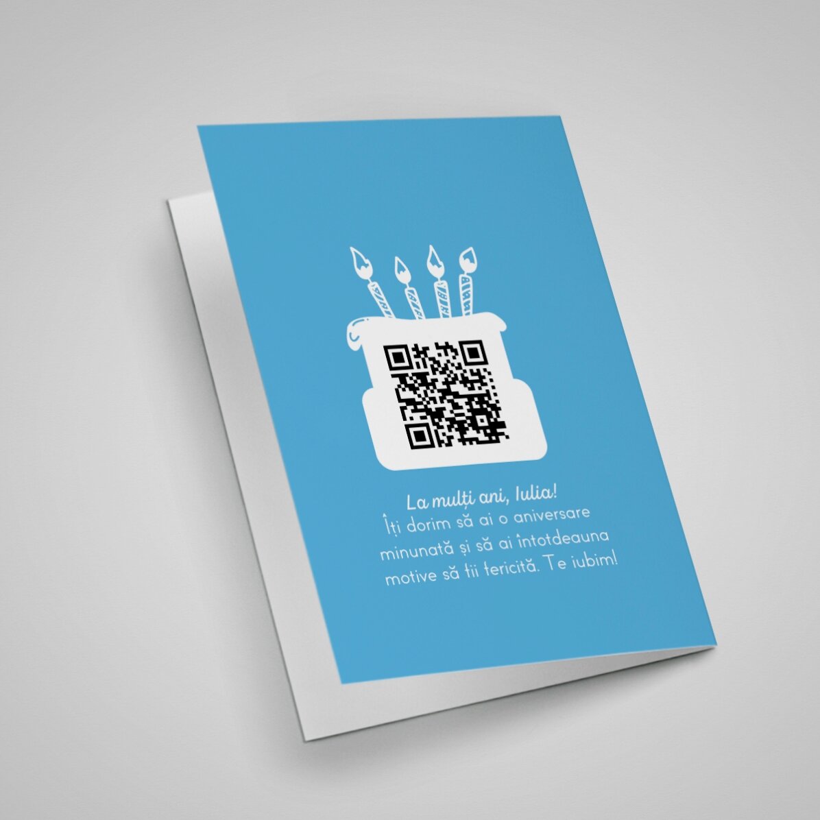 Gepersonaliseerde wenskaart met foto, tekst en QR-code - Gelukkige verjaardag