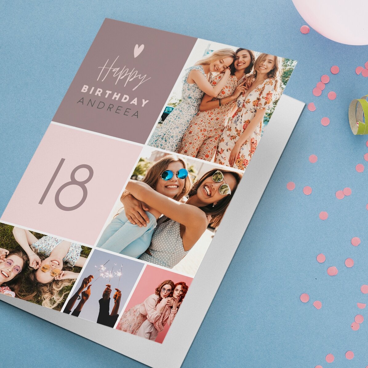 Gepersonaliseerde wenskaart met 5 foto
