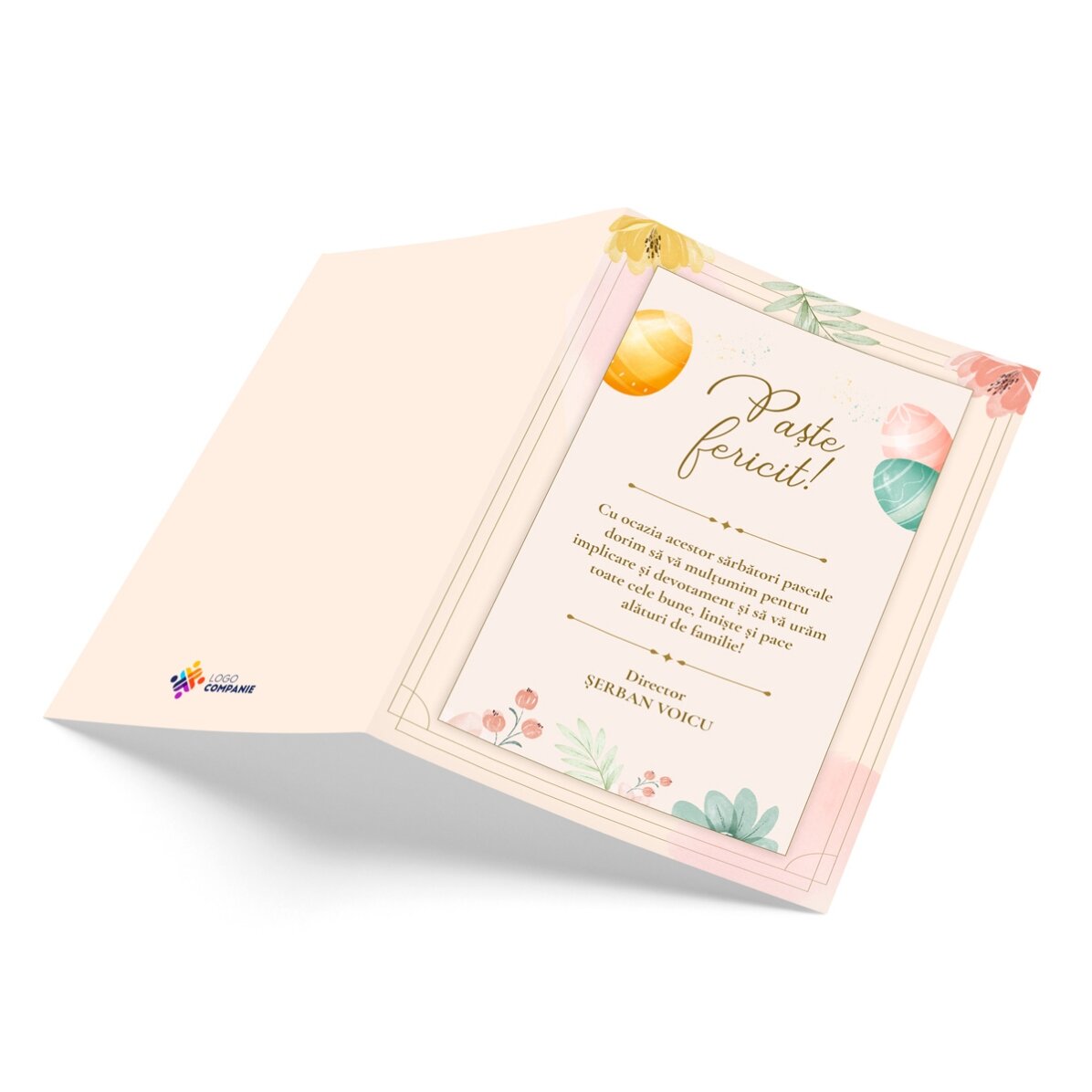 Personalised card with logo and Easter message