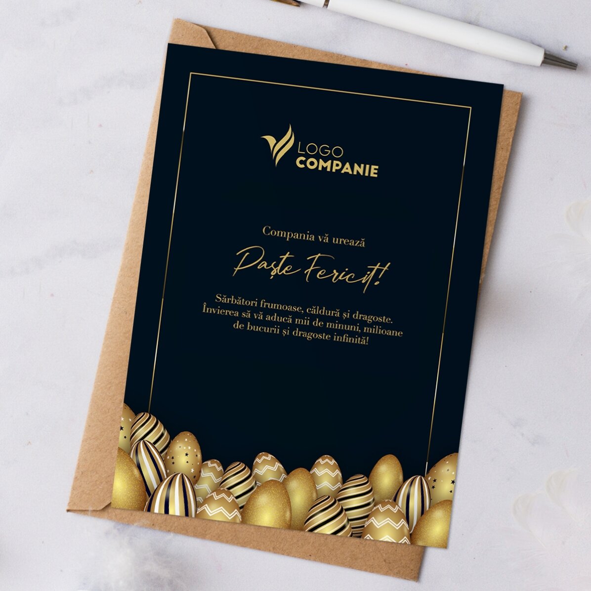 Personalised card with logo and message for Easter