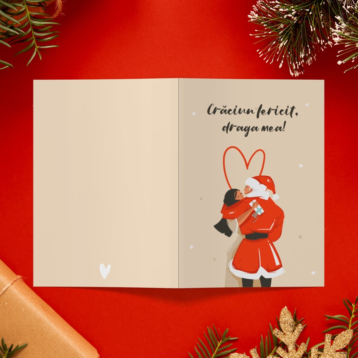 Gepersonaliseerde kerstkaart met een kerstboodschap voor een stel