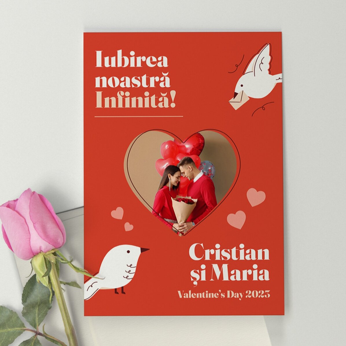 Gepersonaliseerde wenskaart met foto en tekst - Onze oneindige liefde