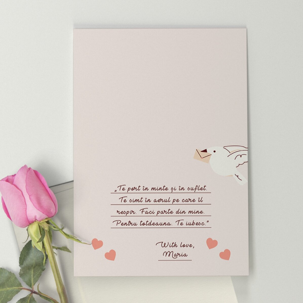 Gepersonaliseerde wenskaart met foto en tekst - Onze oneindige liefde